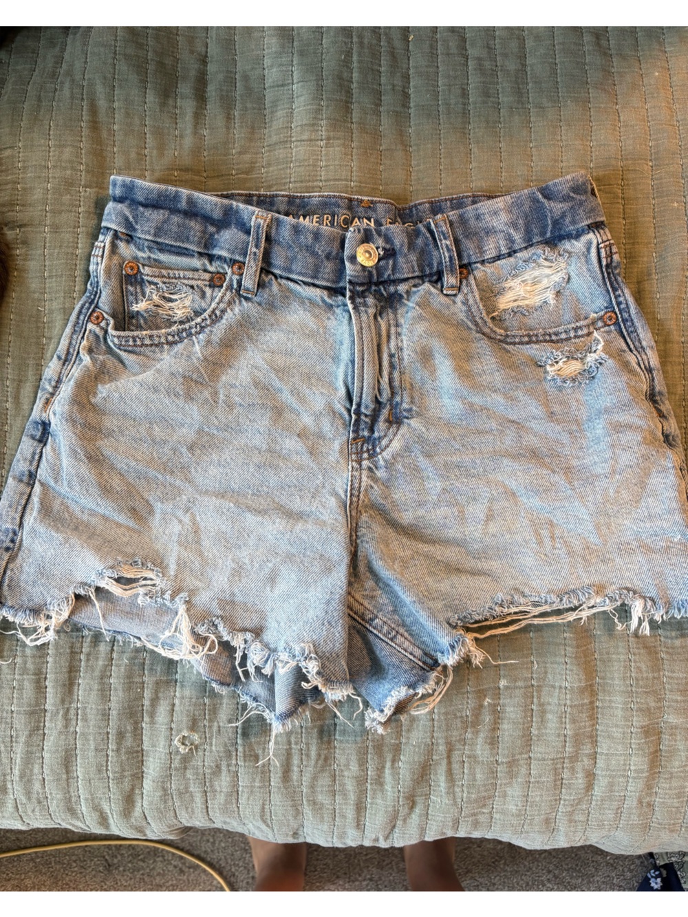 American Eagle Outfitters Light Wash Distressed Denim Shorts